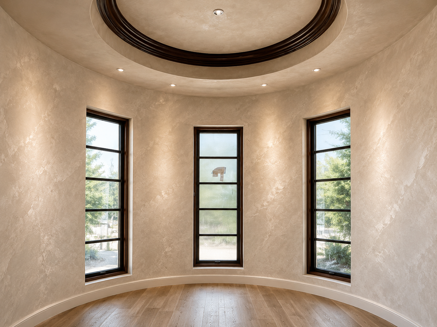 Custom Venetian plaster on curved walls and ceiling