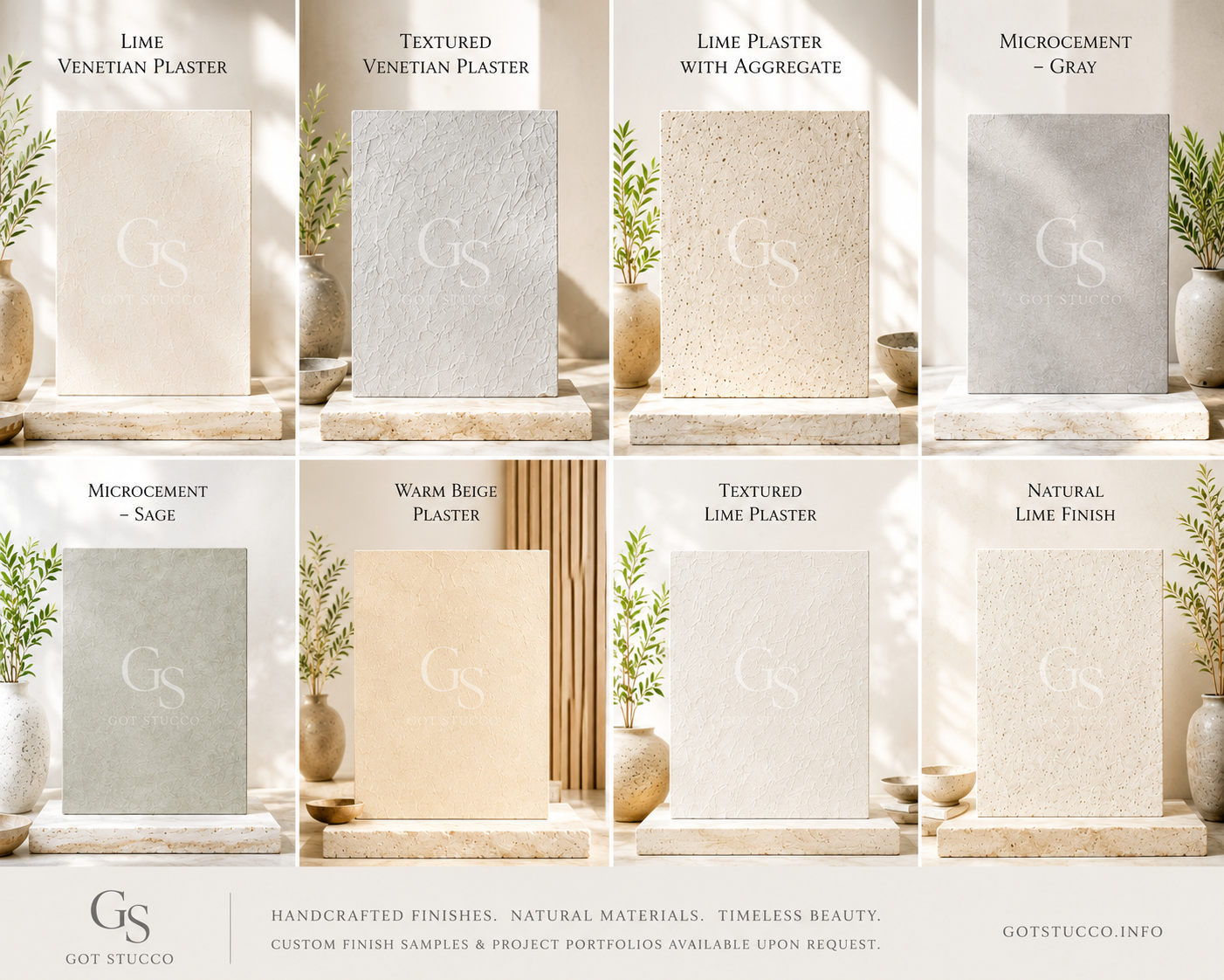Got Stucco lime plaster, Venetian plaster and microcement finish collection